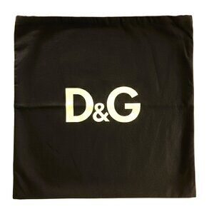 Authentic Dolce & Gabban Pure Cotton Drawstring Bag, Black, L, Made in Italy